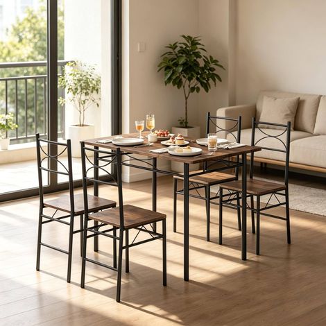 Esstisch Set mit 4 Stühlen 110x76x70 cm Rustikal OKMYHOME (1/3)