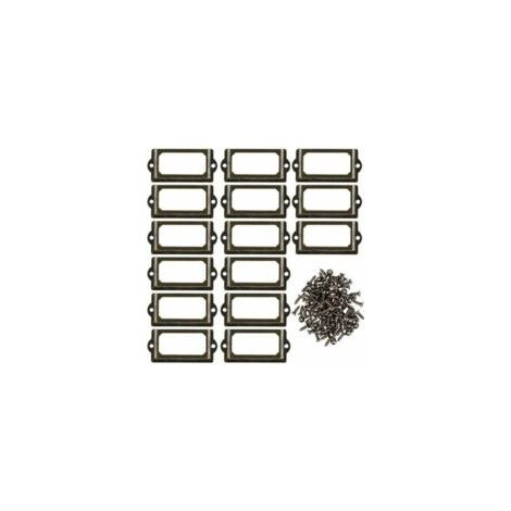 Juego de 30 portatarjetas metálicos con tornillos para muebles, cajones, armarios, tarjetas, placas de identificación para oficina, biblioteca, estantes - Bronce-Crezuo