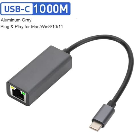 Adaptateur USB-C vers Ethernet 2500 Mbps, carte réseau RJ45 pour ordinateur portable Xiaomi Mi Box S, Nintendo Switch et PC, boîtier en aluminium, Gigabit 1000 Mbps. (1/5)