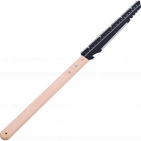 Scie Longue à Main avec Gaine en Cuir, Scie d'élagage Multifonction à Manche en Bois de 77 Cm pour le Camping, le Jardinage, les Travaux en Extérieur, Lame en Acier SK5 de 14,6 Pouces (1/4)