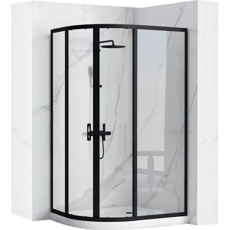 CABINA DOCCIA REA LOOK BLACK 80X100 + PIATTO DOCCIA LOOK WHITE SINISTRO (1/5)