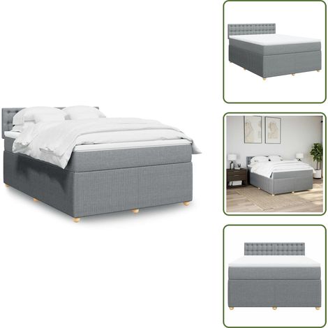 Sommier à lattes de lit avec matelas Gris clair 140x190cm Tissu - Sommier À Lattes De Lit - Sommiers À Lattes De Lit - Lit - Meuble De Chambre À Coucher (1/5)