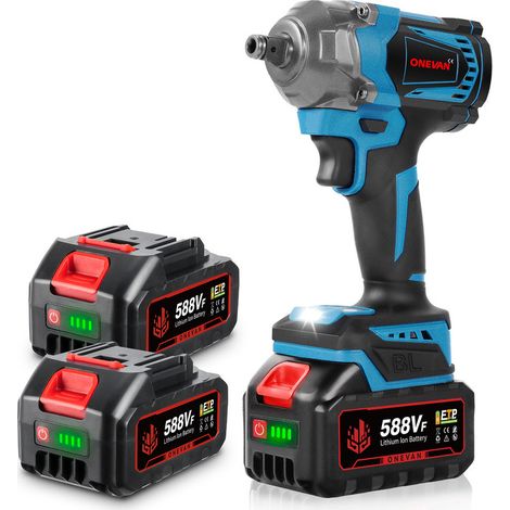 ONEVAN 700N.M Chiavi a impulsi Avvitatore elettrico senza spazzole 3 funzioni con 2 Batterie