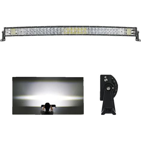 Barra de luces todoterreno, diseño de doble fila, alta potencia lumínica, 42 LED curvos inalámbricos (1/2)