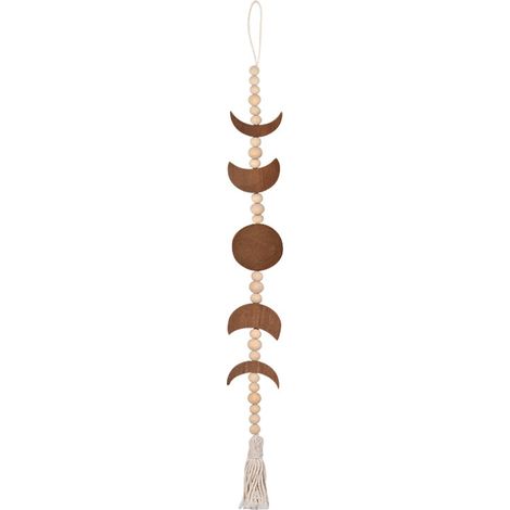 Lntyq Perles Chameau Phase de Lune Tenture Murale Pendentif Style Ethnique Bohème Gland Guirlande en Bois Plat Décoration Murale pour Chambre Salon Appartement Dortoir Café (1/2)