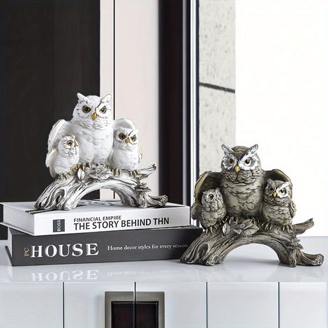 1 superbe décoration hibou en résine – Décoration de bureau moderne de style nordique (Fête des Mères)