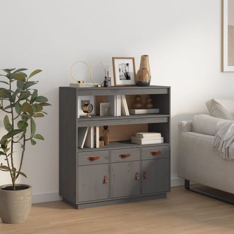 Highboard Grau 100x40x108,5 cm Massivholz Kiefer vidaXL (1/5)