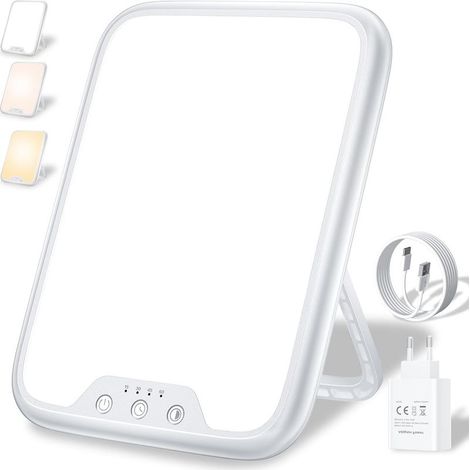 10,000 Lux light therapy lamp, SAD lamp, 4 timer settings, 3 color modes, memory function, continuously adjustable brightness, portable stand for a good mood (1/5)