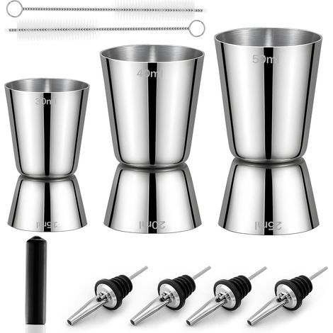 Cocktailspender aus Edelstahl 30/40/50 ml, mit 4 Ausgießern und 2 Bürsten. (1/5)