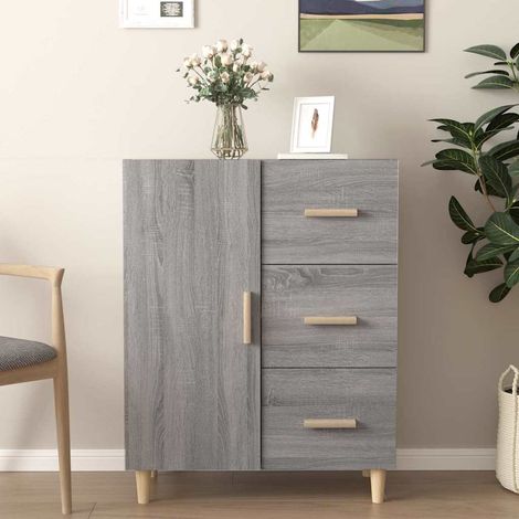 Buffet - Armoire de rangement Enfilade Sonoma gris 69,5x34x90 cm Bois d'ingénierie BV875201 - BonneVie (1/5)