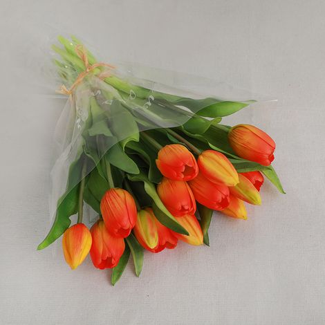 7 bouquets de tulipes artificielles, en polyuréthane, adaptés comme accessoires de photographie ou pour la décoration intérieure, 33 cm de long. (1/5)