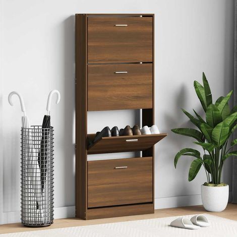 Schuhschrank Braun Eichen-Optik 59x17x150 cm Holzwerkstoff