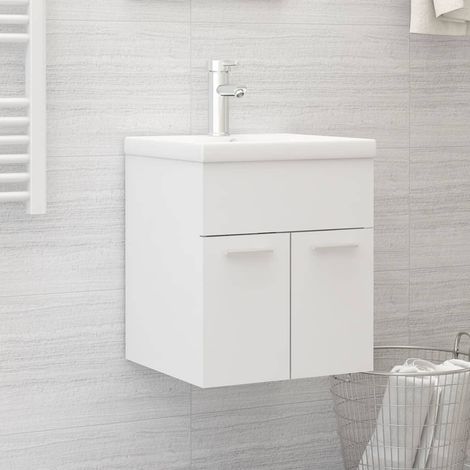 vidaXL Sink Cabinet with Built-in Basin White Engineered Wood (804638+145060)