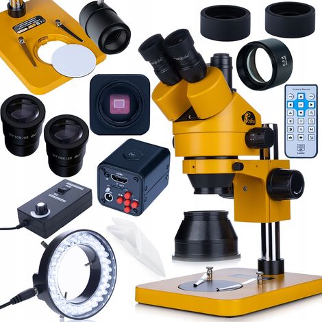 Rosfix UltraVision 4K Set – 7–45x Trinokularmikroskop mit 16-MP-4K-C-Mount-Kamera + 0,5x-Barlowlinse + 56x-LED-Beleuchtung  Professionelles Set für Elektronikprüfung und -service