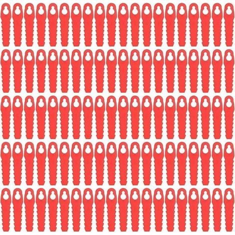 Ersatzmesser aus Kunststoff, 100 Stück für Rasenmäher, Ersatzmesser für Schneidkopf, 85 mm, Gartenrasenmäherzubehör (Rot)