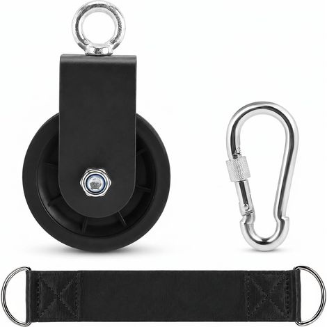 Système de Poulies à Câble avec Sangle de Suspension et Mousqueton 90 mm Pulley Systems pour Musculation à Domicile Traction, etc. (1/5)