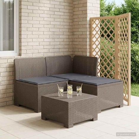 Canapé de Jardin 3 Places avec Coussins Aspect Rotin PP Résistant aux UV Gris Clair - PANGIVO (1/5)