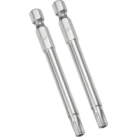 Lot de 2 embouts de tournevis à tête Torx T30 avec tige hexagonale de 6,35 mm de long - Magnétiques - Inviolables - En acier S2 - Avec trou pour visseuse à percussion - Outils à main (1/5)