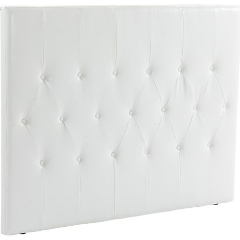 Testiera Letto Matrimoniale Imbottita Design a Bottoni 160x7x120 cm in Pelle PU Bianca (1/5)
