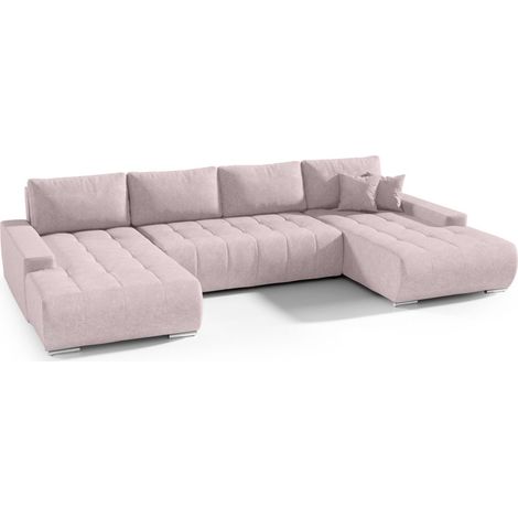 Wohnlandschaft Sofa mit Schlaffunktion VOGAR Stoff Aston Blush (1/4)