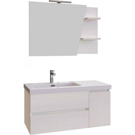Mobile Bagno Sospeso 100 cm Lavabo e Specchio Bonussi Pegaso Bianco (1/5)