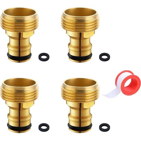 Adaptateurs de robinet multi-usages en acier inoxydable, filetage mâle 3/4 pouce, compatibles avec les raccords de tuyaux d'arrosage et les accessoires d'arrosage. (1/5)