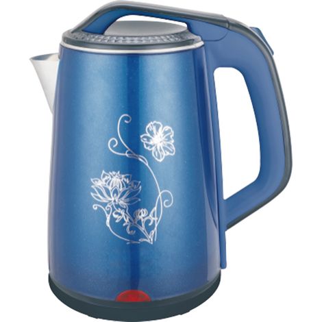 Bouilloire de cuisine (bleue), bouilloire électrique rapide, bouilloire santé, double paroi anti-ébullition à sec (1/5)