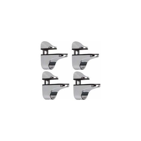 Support D'étagère en Verre Réglable, 4 Pcs Support D'étagère en Verre, Pince en Verre à Fixation Murale, Support pour Étagères en Verre, pour Tablette Verre - Crezuo (1/4)