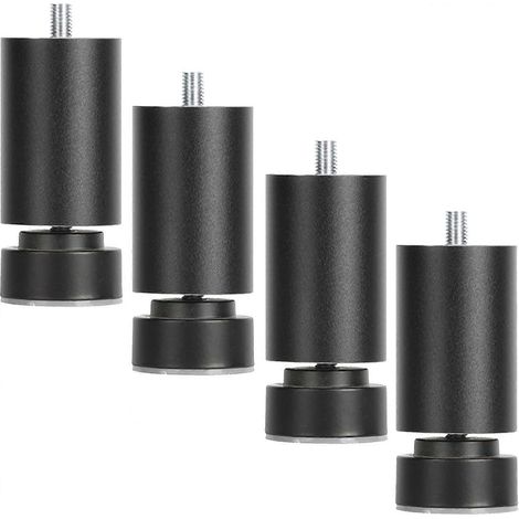 Pieds de meubles réglables avec boulons M10, adaptés au montage de canapés, armoires, bureaux et autres meubles. Pieds de rechange noirs, un jeu de 18 cm (7,1 pouces). (1/5)