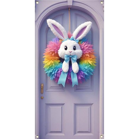 Rideau De Porte De Pâques - Design Lapin - Décoration Festive Pour Porte Extérieure Et Intérieure - 180 x 90 cm - 1 Pièce (1/5)