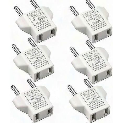 EU-Reiseadapter mit 6 Steckern, 2-poliger Stecker für Frankreich, Deutschland, Spanien, Ägypten – Adapter von amerikanischem auf europäischen Stecker, Weiß (1/5)