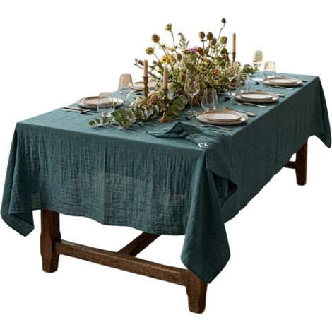 Nappe rectangle en gaze de coton 150 x 250 cm Gaia canard (1/3)