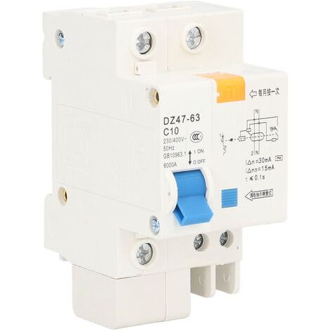 Disjoncteur Mini MCB 1P+N 10A 230V 400V 30mA 6000A Pouvoir de coupure pour la maison (1/5)
