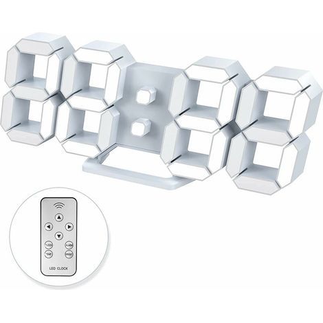 Digitale 3D-LED-Wanduhr, beleuchteter Wecker, Stummschaltfunktion, Schlummerfunktion, einstellbare Helligkeit, 12-/24-Stunden-Anzeige, Datums-/Temperaturanzeige, für Büro, Küche, Wohnzimmer, Schlafzim (1/5)