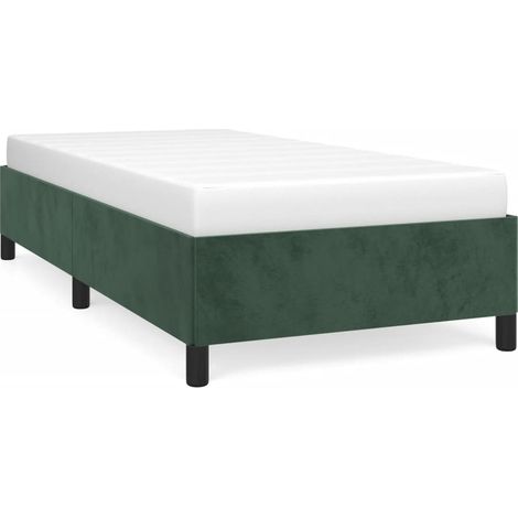 Lit simple,Lit adulte,Cadre de lit sans matelas vert foncé 90x190 cm velours CFW8561860 (1/5)