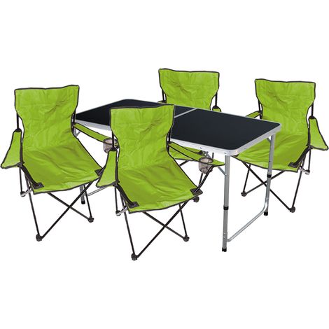 5-teiliges Campingmöbel Set schwarz - Lime-MMC330872B+4xMPO2470 (1/5)