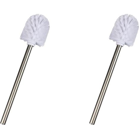 Escobilla de baño de repuesto con mango de acero inoxidable blanco mate - para inodoros, acero inoxidable, 8 x 35 x 8 cm, mate (Paquete de 2)