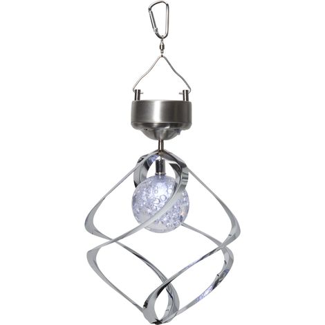 Carillon éolien solaire LED Best Season Moulin à vent / 1 LED blanc froid avec panneau solaire avec batterie/extérieur/argent 477-51