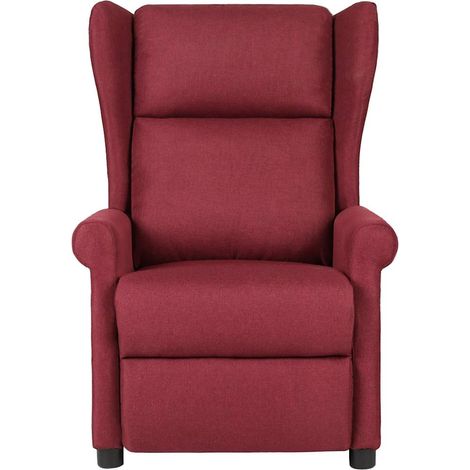 Maison Exclusive - Poltrona Massaggiante Elettrica Rosso Vino in Tessuto (1/5)