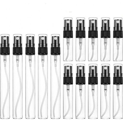 15pcs Vaporisateur Parfum Vide Rechargeable Mini Bouteille Spray Verre pour Échantillon de Parfums, Vaporisateurs Cosmétiques,(3ml,5ml,10ml) Noir