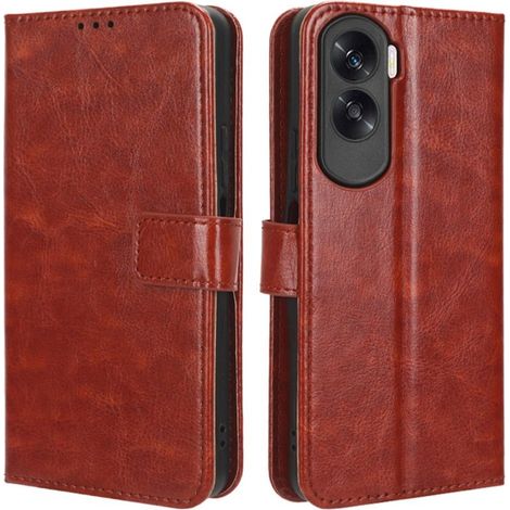 Custodia a libro per Honor 90 Lite 5G, modello Crazy Horse, colore marrone. (1/5)
