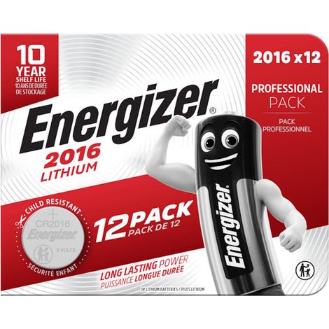 Energizer Batteria A Bottone Al Litio CR2016 3V 90mAh Confezione Da 12