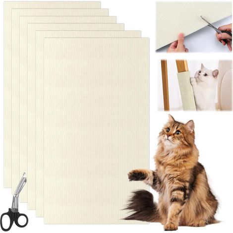 Tapis griffoir autocollant pour chat 5 pièces 30X60 cm tapis d'escalade pour chat griffoir pour chat (beige) peut être découpé (1/5)