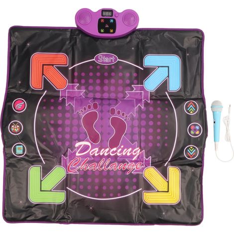 Tapis de danse sans fil Bluetooth AUX avec musique intégrée, 4 modes de jeu, pad électronique de danse avec micro, pour enfants dès 3 ans (1/5)