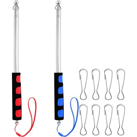 Paquete de 2 mástiles telescópicos de 160 cm, mástiles telescópicos de mano, mástil de bandera retráctil, mástil de bandera extensible portátil de acero inoxidable para guía turístico (1/5)