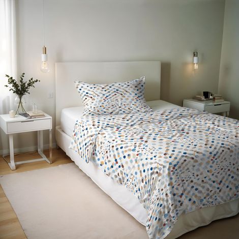 Housse de Couette en Coton et Fibres recyclées, lit Simple, modèle : tarim, confectionné en Italie (1/5)
