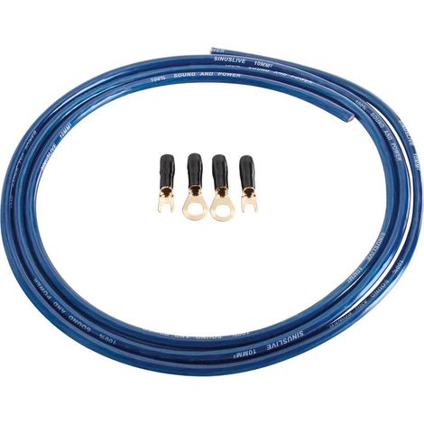 Sinuslive Kit cavo corrente HiFi per auto 10 mm² placcato oro