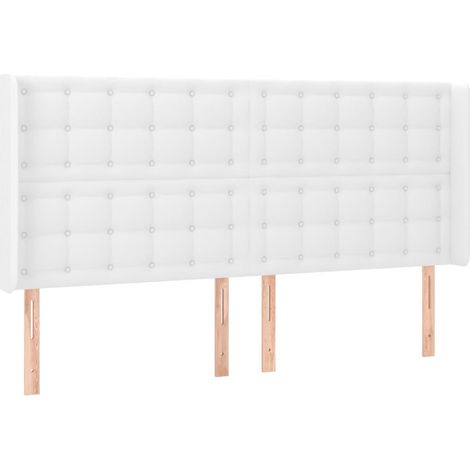 Tête de lit,Panneau décoratif avec oreilles Blanc 203x16x118/128 cm Similicuir CFW3502135 (1/5)