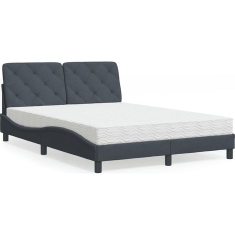 Bett mit Matratze Dunkelgrau 140x200 cm Samt