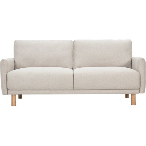 3-Sitzer Designsofa in beige Samtoptik Textur und hellem Holz BONO